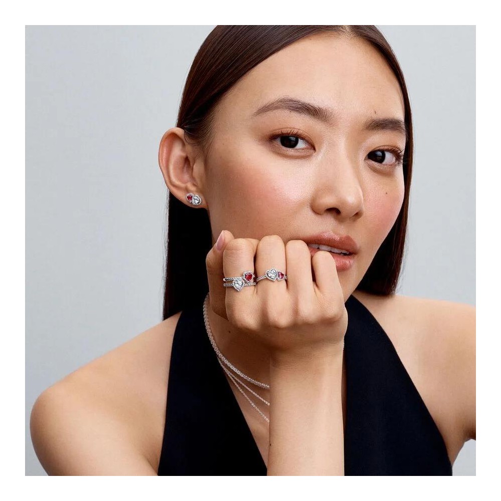 Anel Pandora Sparkling Halo Hearts 193662C01