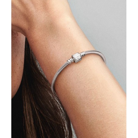 Marvel snake chain sterling silver bracelet with Marvel clasp and white enamel