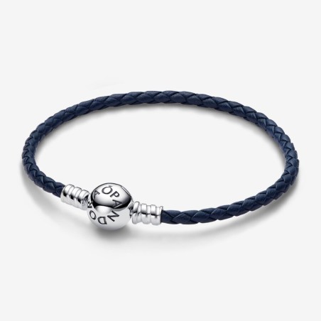 Pandora Pulseira de couro Azul com fecho Celestial 592790C01