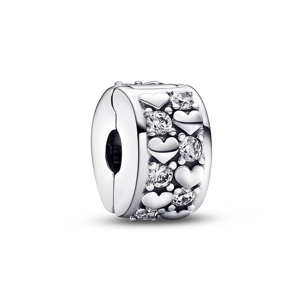 HEART STERLING SILVER CLIP WITH CLEAR CUBIC ZIRCONIA 792235C01