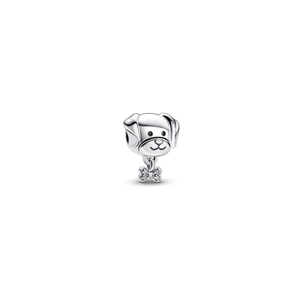 DOG STERLING SILVER CHARM WITH CLEAR CUBIC ZIRCONIA 792254C01
