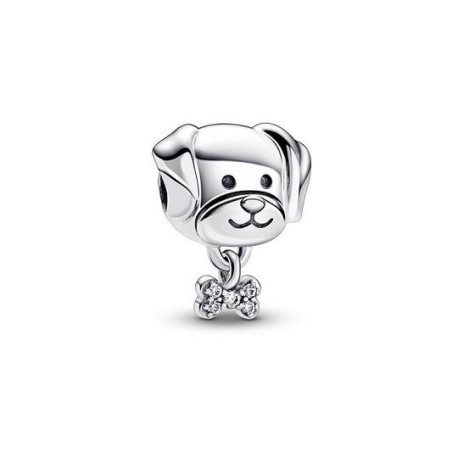 DOG STERLING SILVER CHARM WITH CLEAR CUBIC ZIRCONIA 792254C01