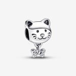 CAT STERLING SILVER CHARM WITH CLEAR CUBIC ZIRCONIA 792255C01