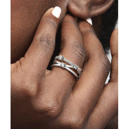 Anel Pandora Sparkling Triple Band 199400C01