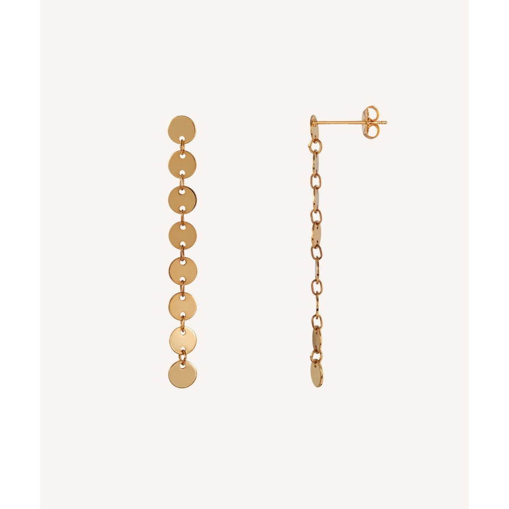 Brincos Longos com círculos banho ouro 18Kt G3620