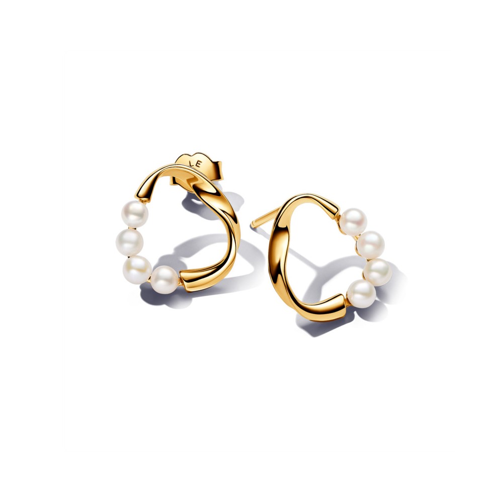 Brincos Circulo forma orgânica e pérolas água doce 263276C01