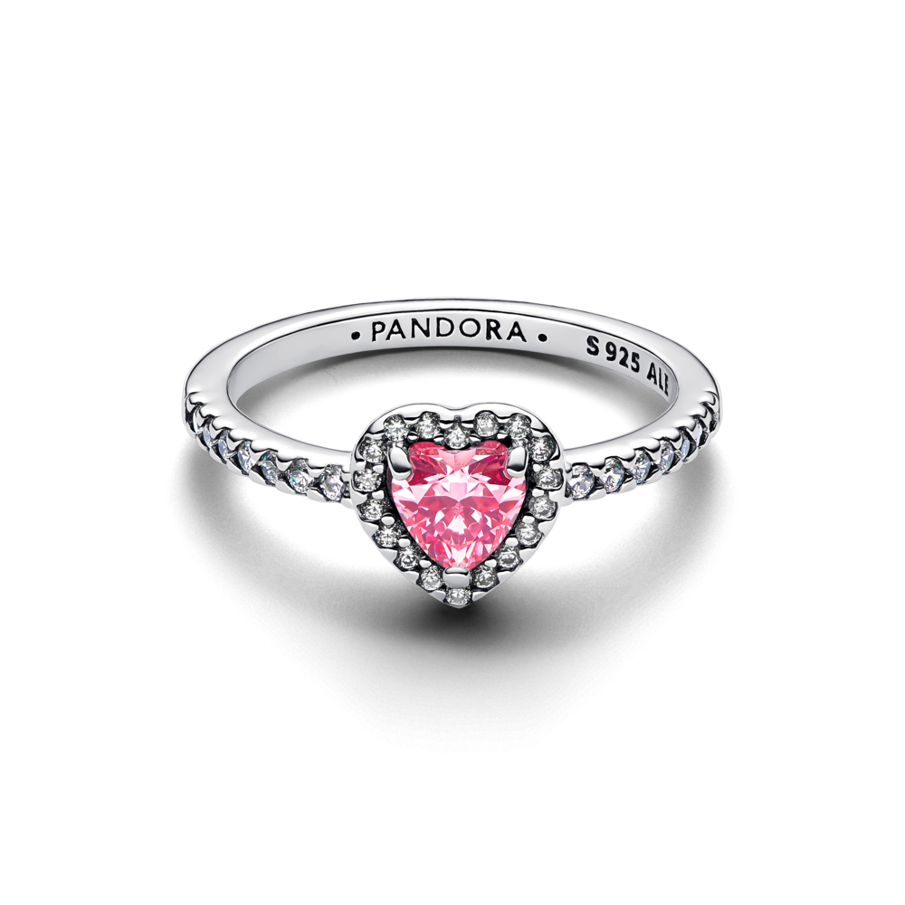 Anel Coração Rosa Elevado