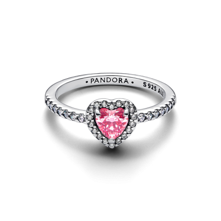 Anel Coração Rosa Elevado