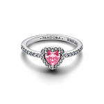 Anel Coração Rosa Elevado