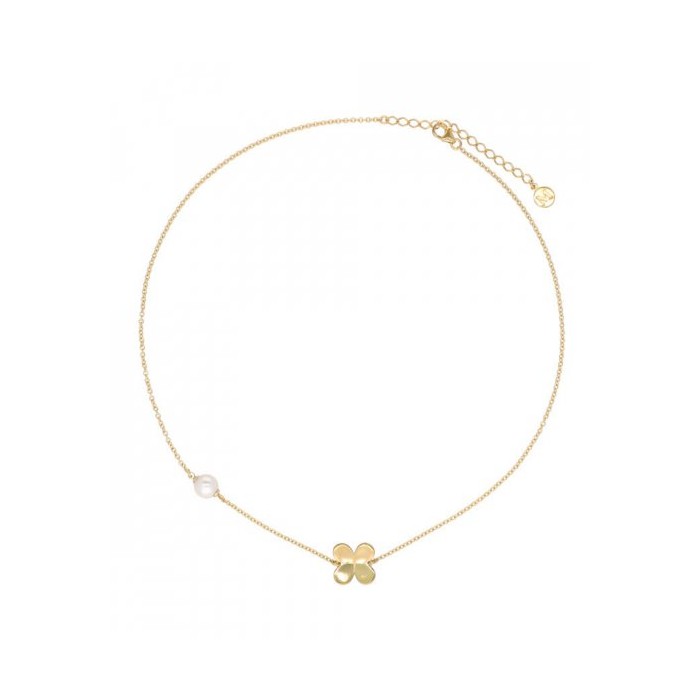 COLAR, MAJORICA, TREVO, 7MM, PRATA DOURADA 925, 3,33GR