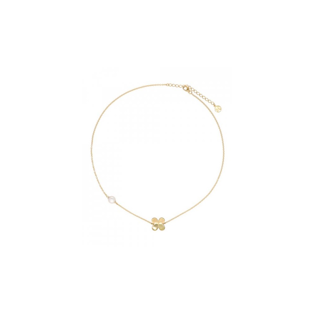 COLAR, MAJORICA, TREVO, 7MM, PRATA DOURADA 925, 3,33GR