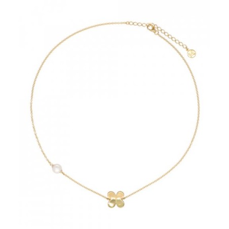 COLAR, MAJORICA, TREVO, 7MM, PRATA DOURADA 925, 3,33GR