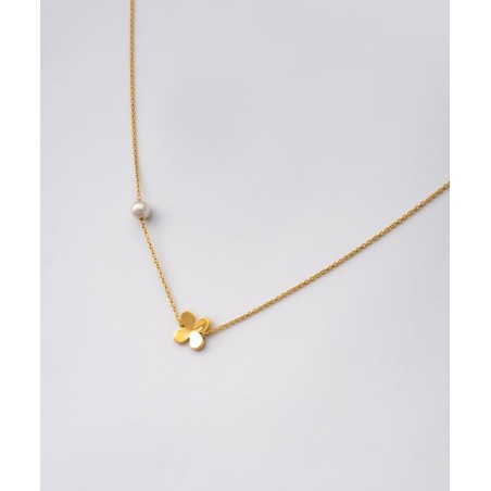 COLAR, MAJORICA, TREVO, 7MM, PRATA DOURADA 925, 3,33GR