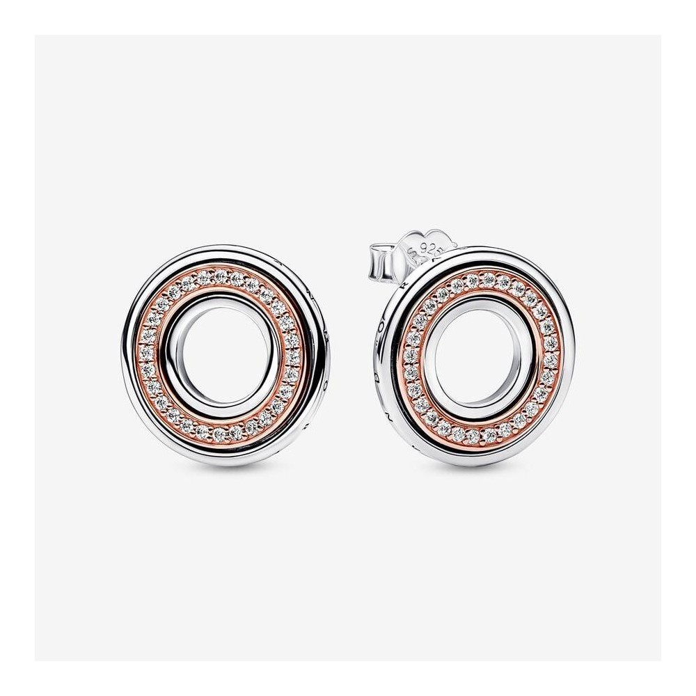 Brincos Pandora Signature Dois Tons Logo & Pavé 282780C01