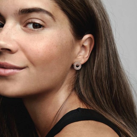 Brincos Pandora Signature Dois Tons Logo & Pavé 282780C01