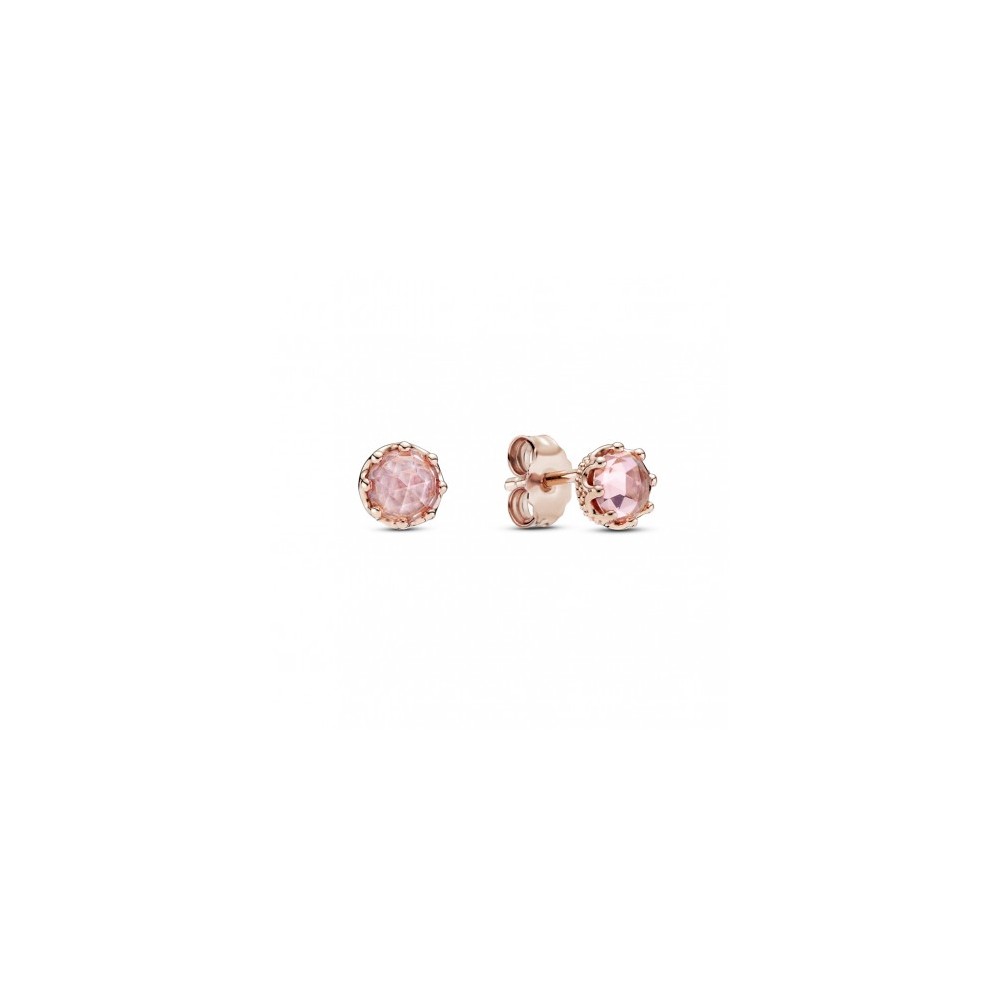Brincos Rose Sparkling Crown Pink