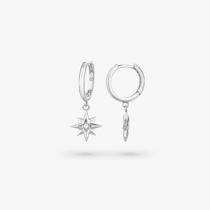 Argolas Radiant Prateada c/Pendente Estrelas RY000031