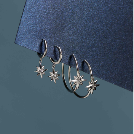 Argolas Radiant Prateada c/Pendente Estrelas RY000031