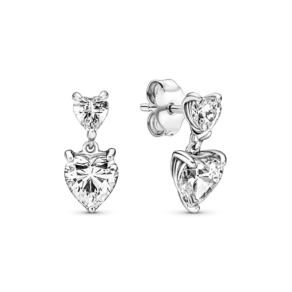 Brincos Double Heart Sparkling 291199C01