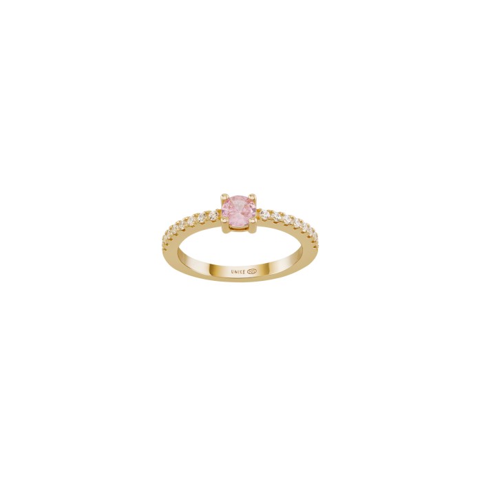 Anel Unike Matchy Color Pink Solitaire Gold UK.AN.1204.0459