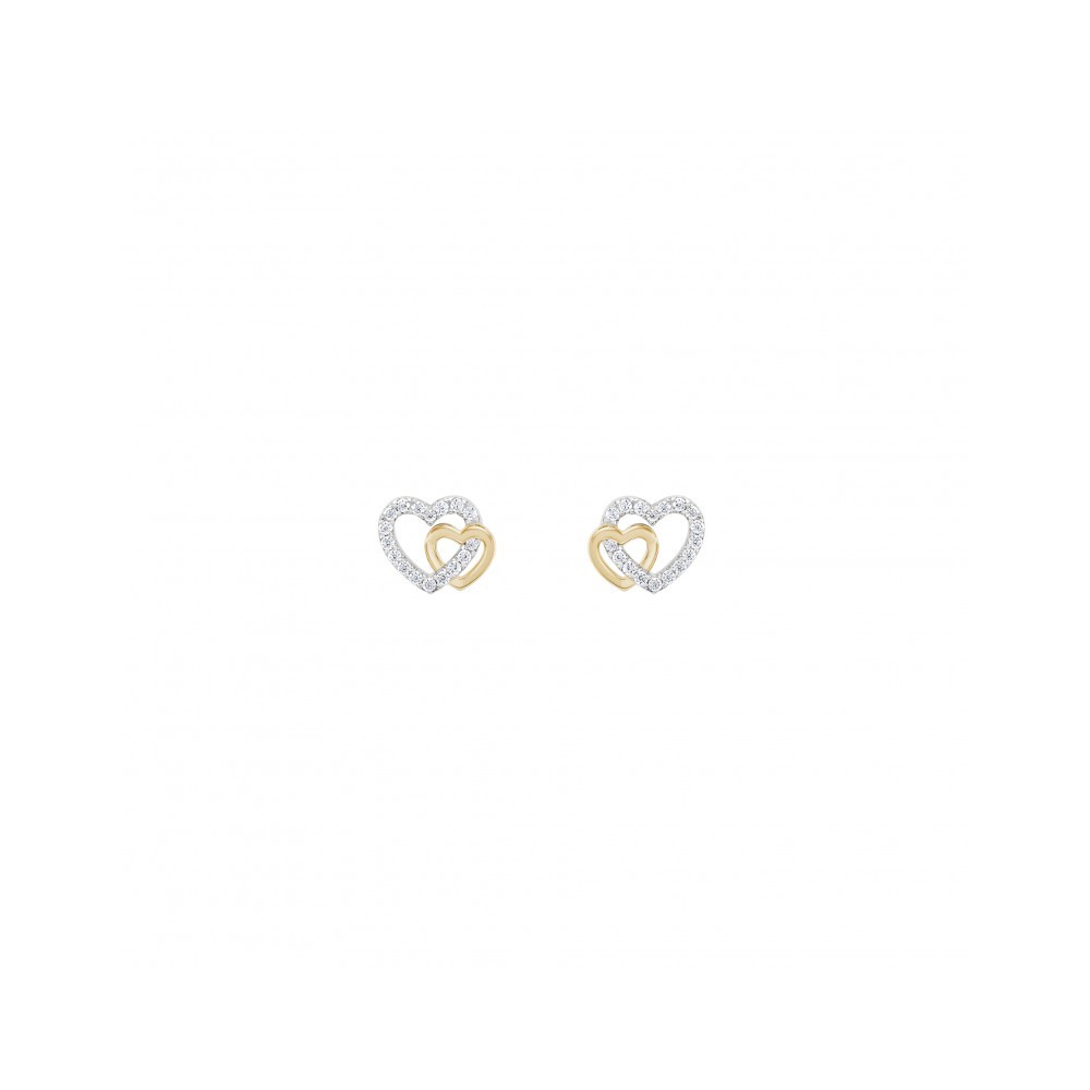 BRINCOS UNIKE CLASSY TWO HEARTS GOLD UK.BR.1204.0150