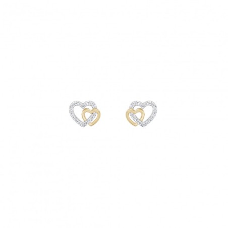 BRINCOS UNIKE CLASSY TWO HEARTS GOLD UK.BR.1204.0150