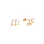 Brincos Unike Classy 3 Lines Shiny Gold UK.BR.1204.0163