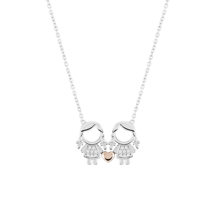 COLAR UNIKE MEANINGFUL SILVER GIRL & GIRL UK.CL.1110.0007