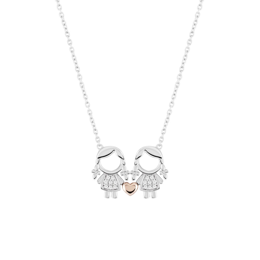 COLAR UNIKE MEANINGFUL SILVER GIRL & GIRL UK.CL.1110.0007
