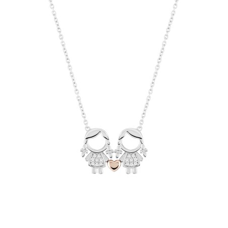 COLAR UNIKE MEANINGFUL SILVER GIRL & GIRL UK.CL.1110.0007