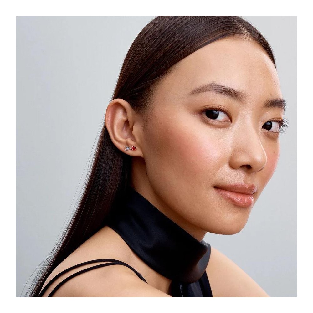 Brincos Pandora Arrow and Murano Glass Heart 293668C01