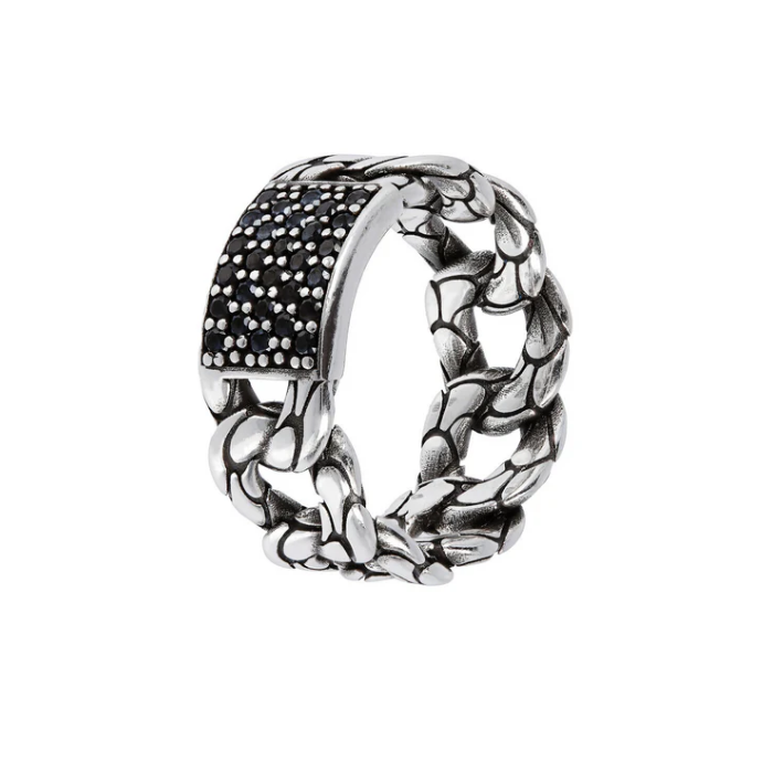 Anel Malha barbela com textura sereia e espinélio WSOX00168