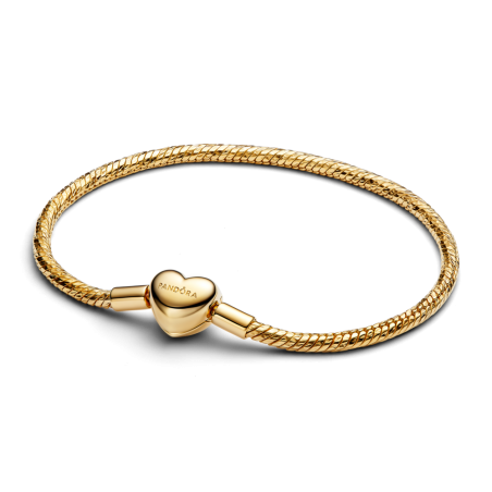 Pulseira Malha Snake Fecho coração revestimento ouro14kt