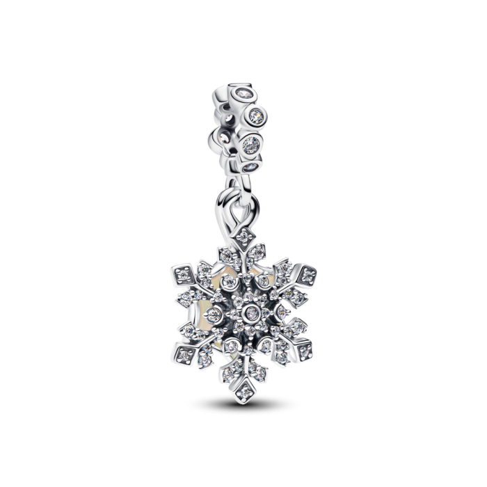 Conta Pendente dupla floco de neve opalescente