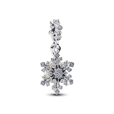 Conta Pendente dupla floco de neve opalescente