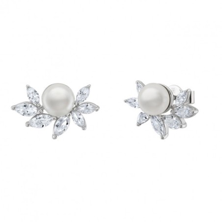 BRINCOS UNIKE LEAFS PEARL SILVER