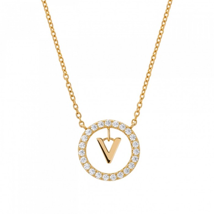 COLAR UNIKE LETTER IN CIRCLE V