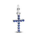 Cross sterling silver dangle with stellar blue crystal 794063c01