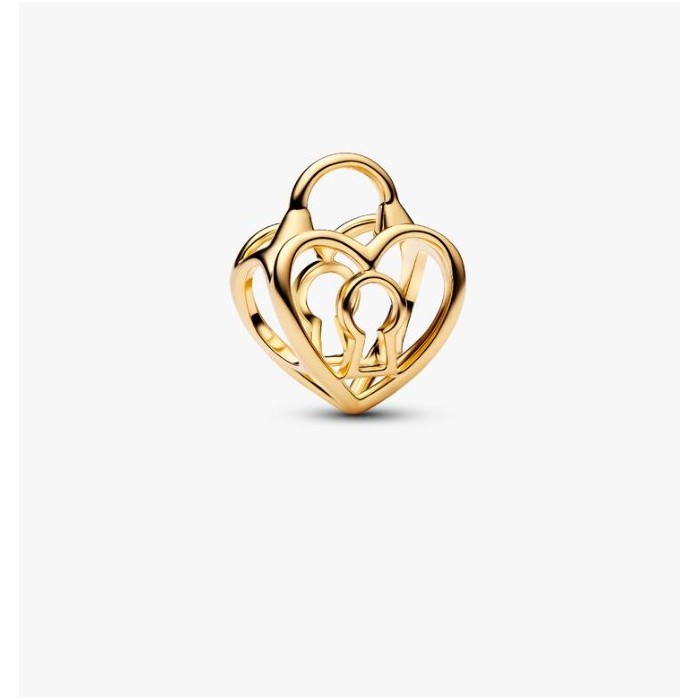 Heart padlock 14k gold-plated charm 764358C00