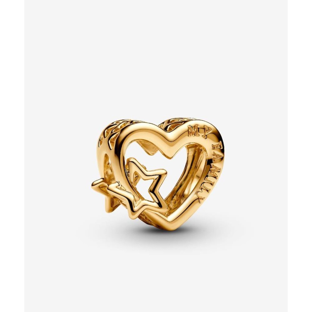 Conta Pandora coração com estrela dourada 762829C00