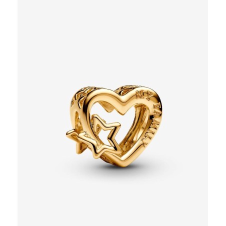 Conta Pandora coração com estrela dourada 762829C00