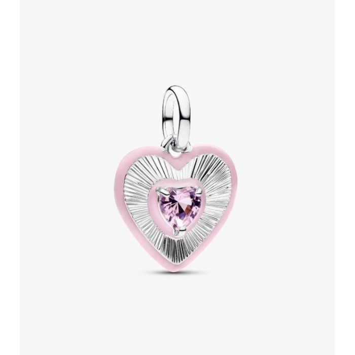 Conta Medalhão Coração Rosa Radiante  794409c01