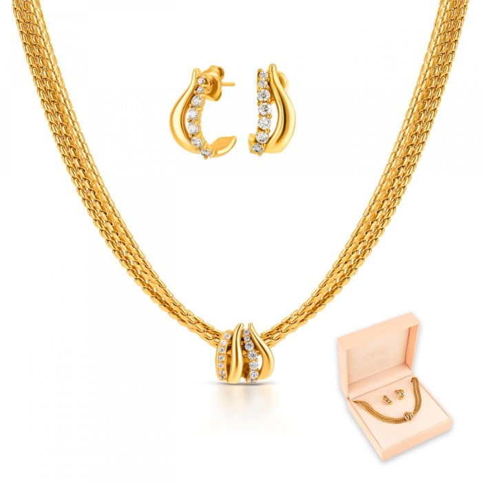 Set Colar & Brincos One Stella Gold OJSET15G