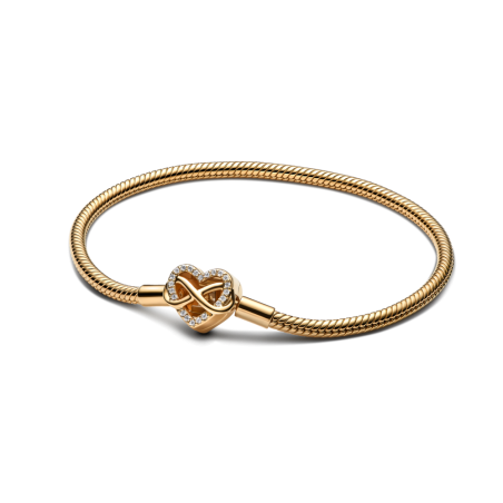 Pulseira Corrente Snake Fecho Coração Infinito Brilhante