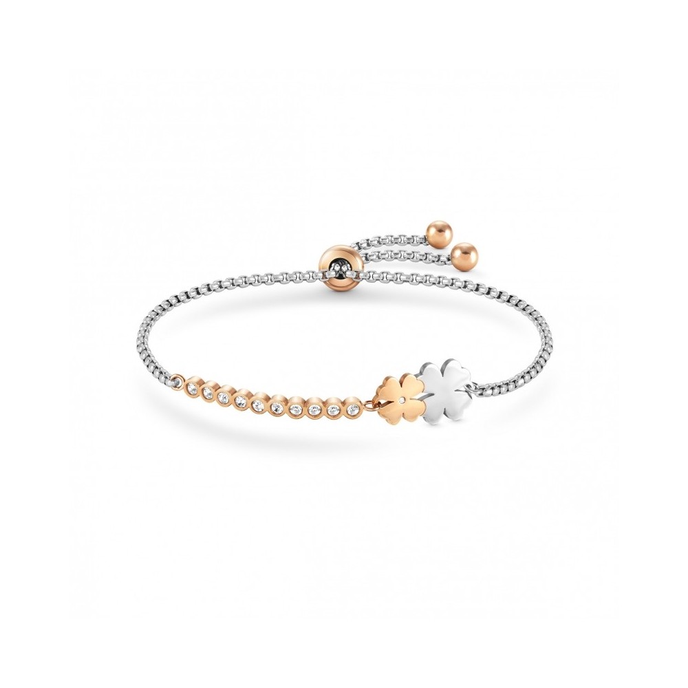NN F, MILLELUCI PULSEIRA, AÇO, TREVO DUPLO, OURO ROSA 028009/052