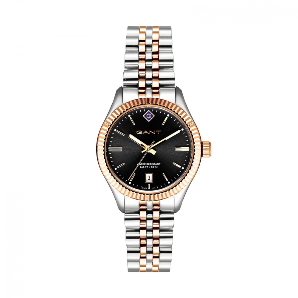 REL. GANT SUSSEX PRETO AÇO BICOLOR G136010