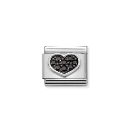 Link Nomination Clássico Coração Preto CZ 330323/07