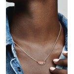 Feather sterling silver and 14k rose gold-plated collier with clear cubic zircon