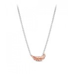 Feather sterling silver and 14k rose gold-plated collier with clear cubic zircon