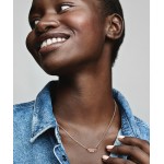 Feather sterling silver and 14k rose gold-plated collier with clear cubic zircon